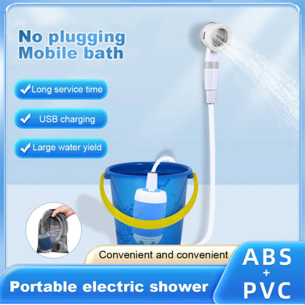 Outdoor Camping Shower Portable Electric Shower Gadgets Waterproof 5000mAh Rechargeable Battery Powered For Hiking Traveling – Image 4