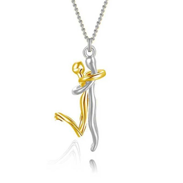 18K Love Hug Necklace Couple Anniversary Valentine's Day Gift Fashion Simple Temperament Clavicle Chain Pendant Necklace – Image 3