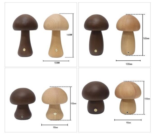 INS Wooden Cute Mushroom LED Night Light With Touch Switch  Bedside Table Lamp For Bedroom Childrens Room Sleeping Night Lamps Home Decor – Image 9