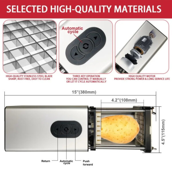 Kitchen Gadget Electric French Fry Cutter With Blades Stainless Steel Vegetable Potato Carrot For Commercial Household – Image 6